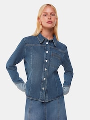 Whistles Blue Patchwork Denim 100% Cotton Shirt - Image 1 of 5
