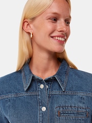 Whistles Blue Patchwork Denim 100% Cotton Shirt - Image 4 of 5