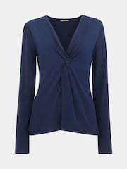 Whistles Blue Twist Front Textured Top - Image 5 of 5
