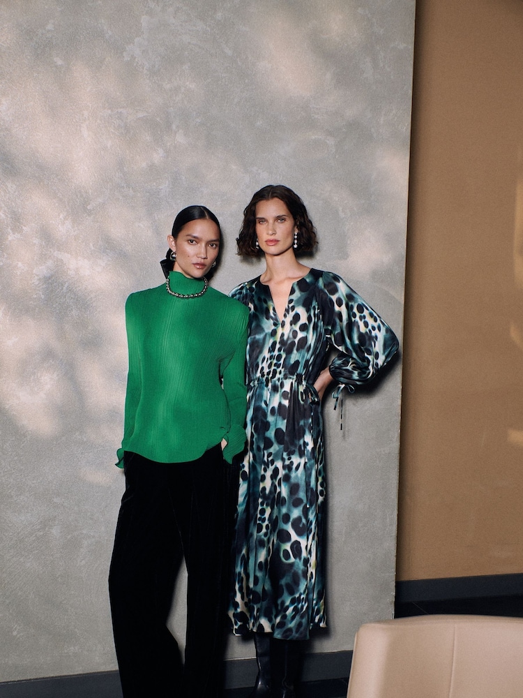 Whistles Green Misty Leopard Print Dress - Image 1 of 5