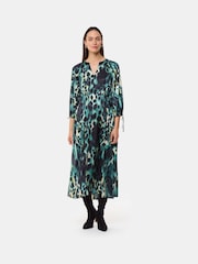 Whistles Green Misty Leopard Print Dress - Image 2 of 5