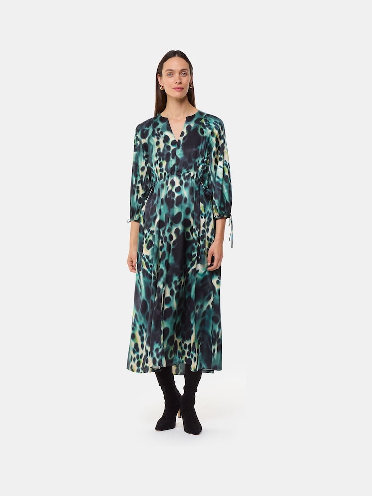 Whistles Green Misty Leopard Print Dress - Image 2 of 5