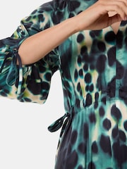 Whistles Green Misty Leopard Print Dress - Image 3 of 5