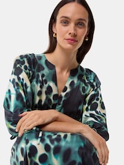 Whistles Green Misty Leopard Print Dress - Image 4 of 5