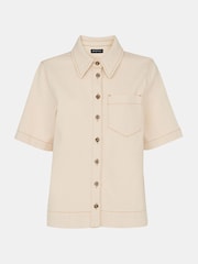 Whistles Cream Jade Short Sleeve Denim Shirt - Image 5 of 5