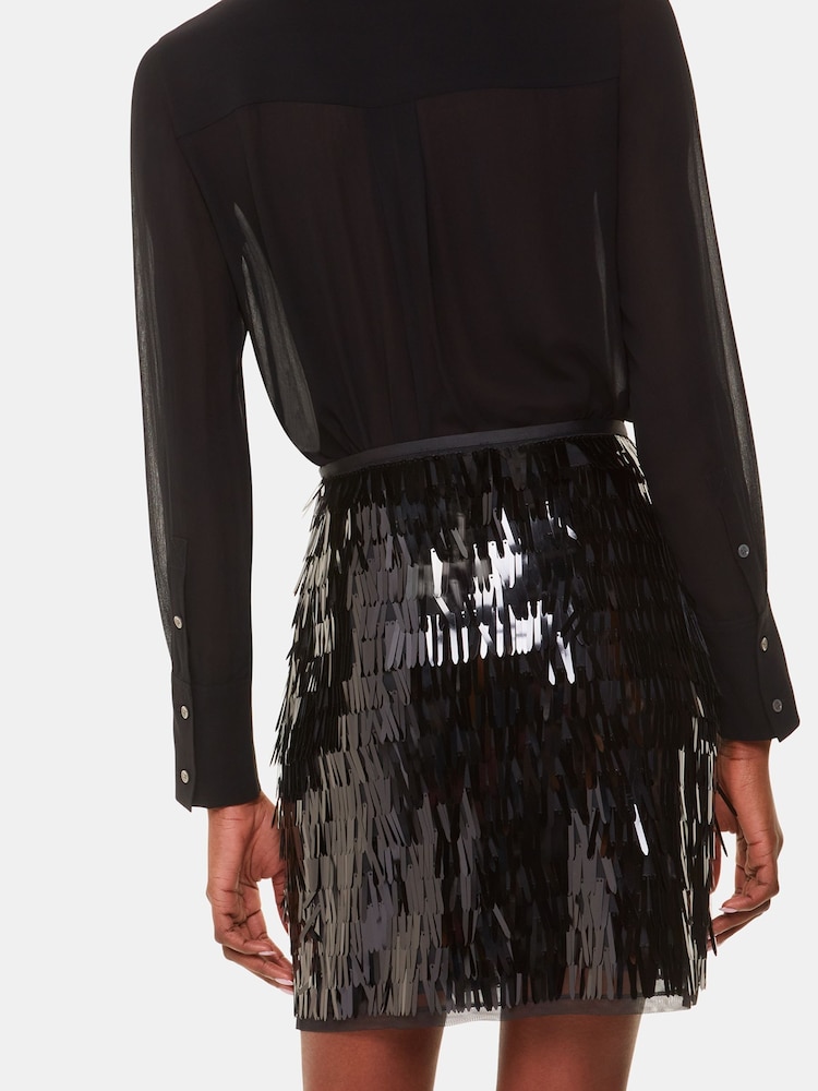 Whistles Black Sword Sequin Mini Skirt - Image 1 of 6