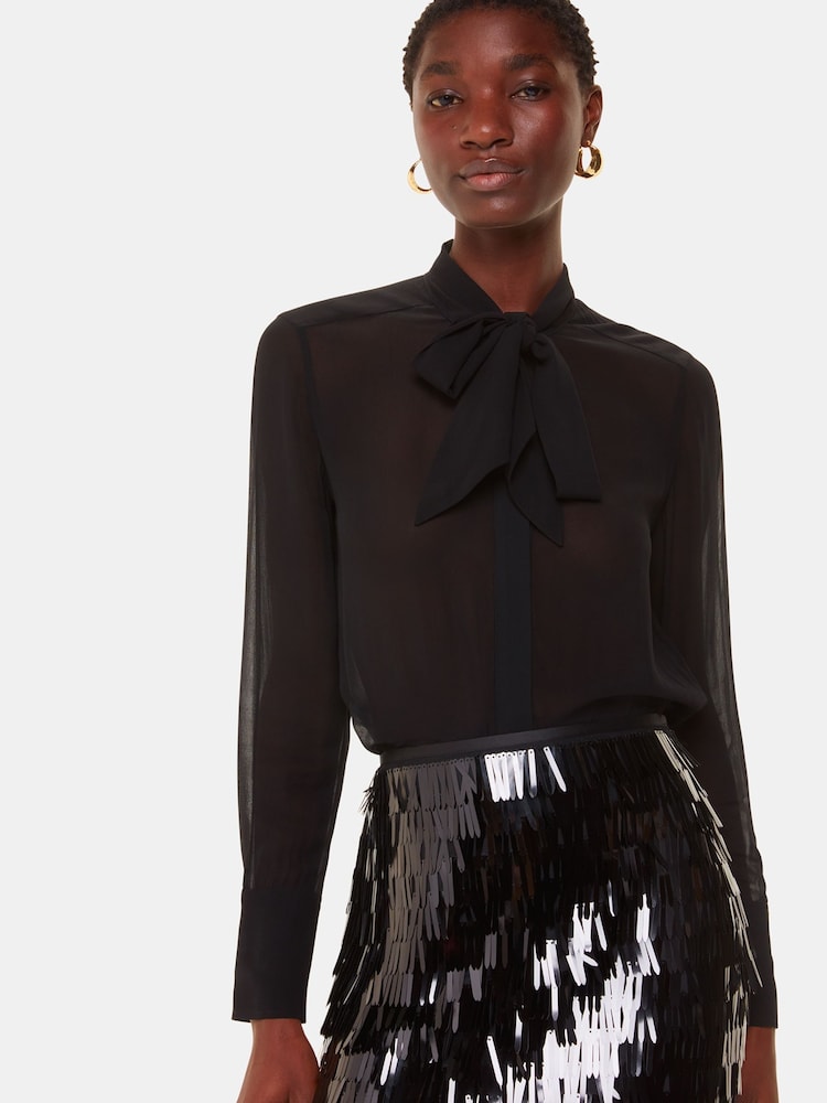 Whistles Black Sword Sequin Mini Skirt - Image 2 of 6
