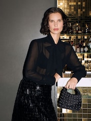 Whistles Black Sword Sequin Mini Skirt - Image 5 of 6