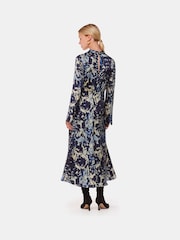 Whistles Blue Dazzled Floral Satin Dress - Image 3 of 6