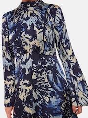 Whistles Blue Dazzled Floral Satin Dress - Image 5 of 6