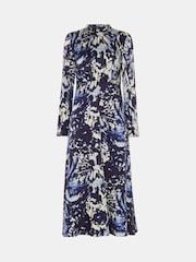 Whistles Blue Dazzled Floral Satin Dress - Image 6 of 6