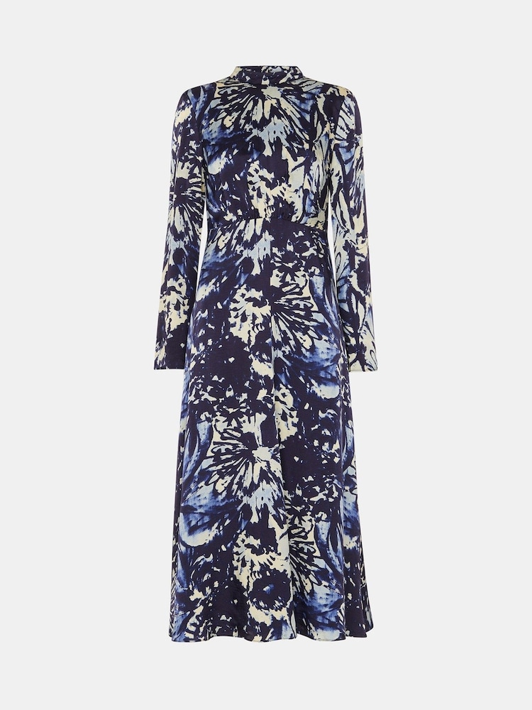 Whistles Blue Dazzled Floral Satin Dress - Image 6 of 6