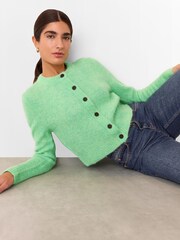 Whistles Green Alpaca Crew Neck Cardigan - Image 4 of 5