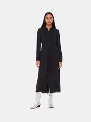 Whistles Black Lea Ruffle Front Dress - Image 1 of 5