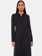 Whistles Black Lea Ruffle Front Dress - Image 3 of 5