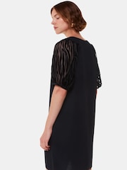 Whistles Lucy Zebra Velvet Sleeve Black Dress - Image 2 of 5