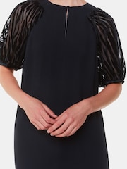 Whistles Lucy Zebra Velvet Sleeve Black Dress - Image 4 of 5
