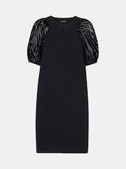 Whistles Lucy Zebra Velvet Sleeve Black Dress - Image 5 of 5