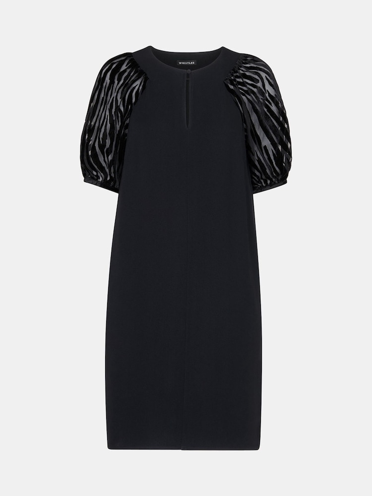 Whistles Lucy Zebra Velvet Sleeve Black Dress - Image 5 of 5