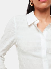 Whistles White Plisse Button Front Shirt - Image 3 of 5