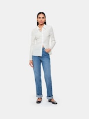 Whistles White Plisse Button Front Shirt - Image 4 of 5
