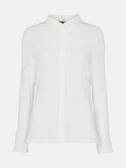 Whistles White Plisse Button Front Shirt - Image 5 of 5