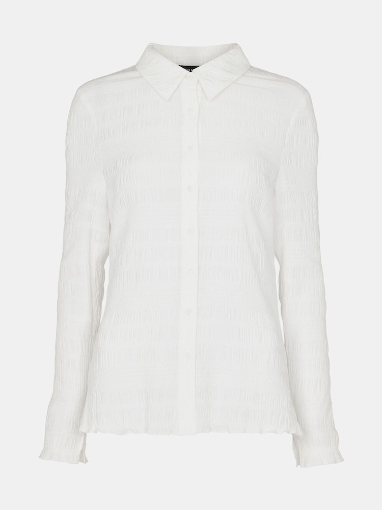 Whistles White Plisse Button Front Shirt - Image 5 of 5