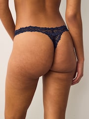 Navy Thong Ultimate Comfort Lace Knickers 2 Pack - Image 2 of 8