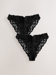 Black Tanga Ultimate Comfort Lace Knickers 2 Pack - Image 6 of 9