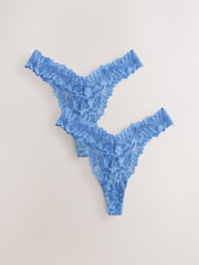 Blue Thong Ultimate Comfort Lace Knickers 2 Pack - Image 4 of 8