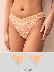 Orange Tanga Ultimate Comfort Lace Knickers 2 Pack - Image 1 of 11