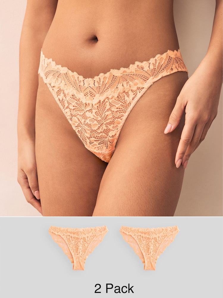 Orange Tanga Ultimate Comfort Lace Knickers 2 Pack - Image 1 of 11