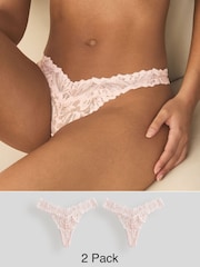 Light Pink Thong Ultimate Comfort Lace Knickers 2 Pack - Image 1 of 8