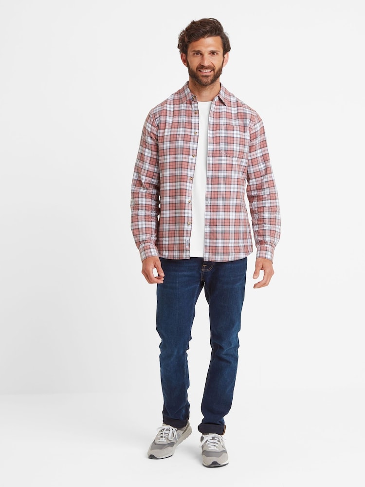 Tog 24 Red Mens Zale Port Check 100% Cotton Shirt - Image 2 of 6