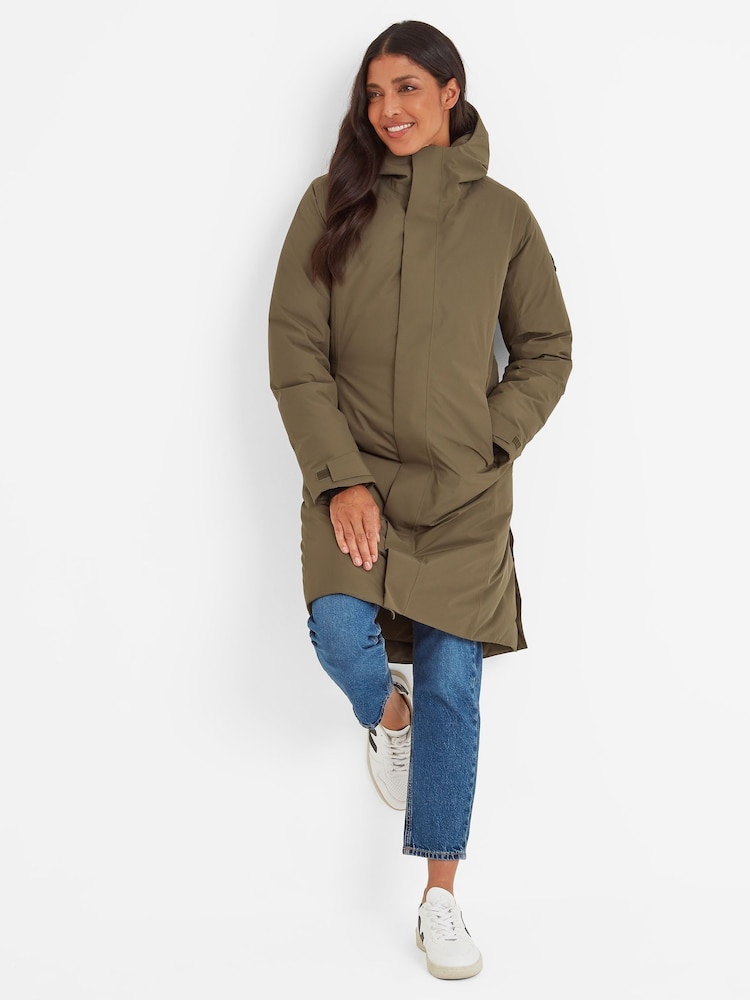 Tog 24 Green Reiner Womens Waterproof Parka Washed Hooded Coat - Image 3 of 8