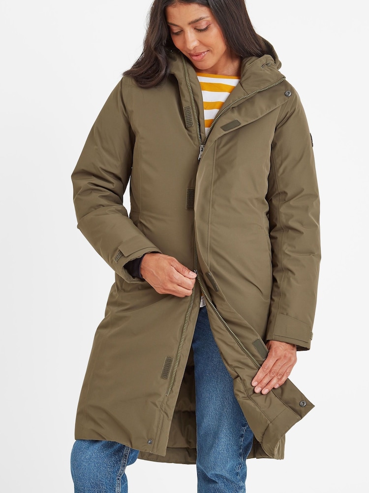 Tog 24 Green Reiner Womens Waterproof Parka Washed Hooded Coat - Image 4 of 8