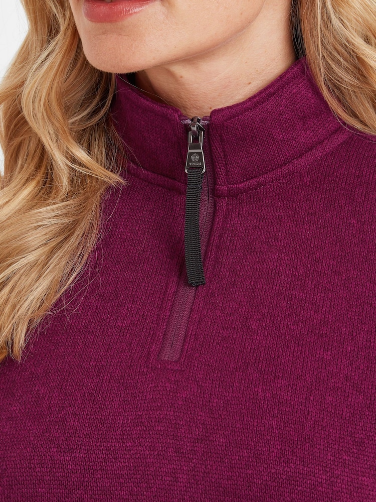 Tog 24 Purple Womens Pearson Knitlook Zipneck Deep Fleece - Image 5 of 6