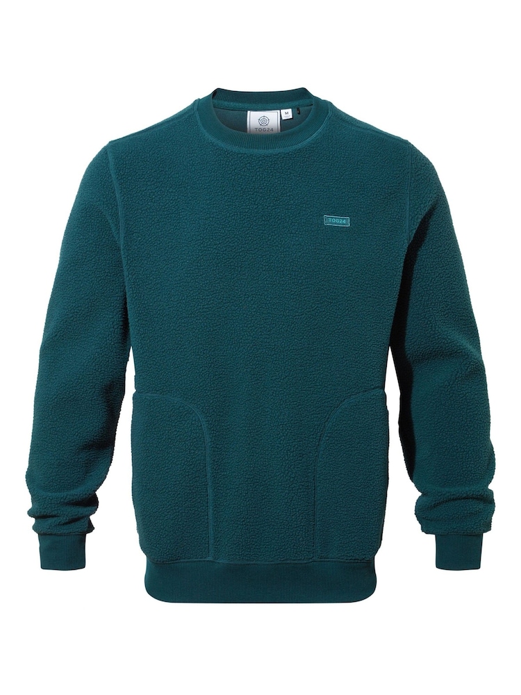 Tog 24 Green Todd Mens Sherpa Sweat Petrol Jumper - Image 8 of 8