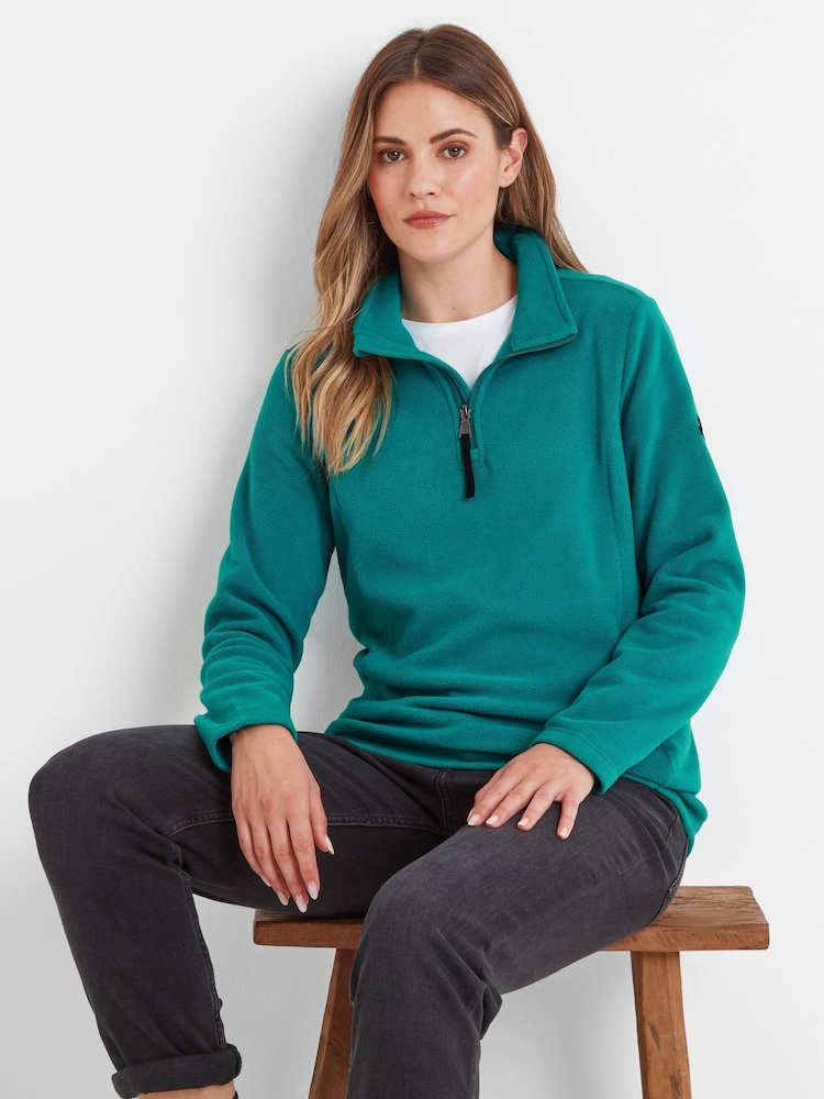 Tog 24 Teal Green Revive Fleece Zip Neck Jumper - Image 4 of 6
