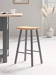 Cox & Cox Charcoal Oak Curved Topped Bar Stool - Image 1 of 5