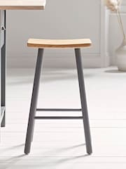 Cox & Cox Charcoal Oak Curved Topped Bar Stool - Image 2 of 5