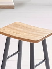 Cox & Cox Charcoal Oak Curved Topped Bar Stool - Image 4 of 5