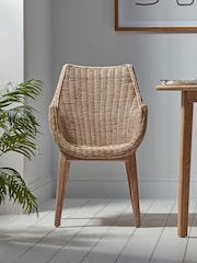 Cox & Cox Natural Round Rattan Carver Chair - Image 2 of 6
