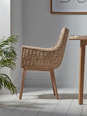Cox & Cox Natural Round Rattan Carver Chair - Image 3 of 6