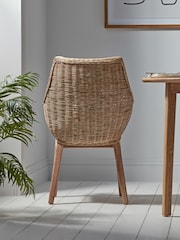 Cox & Cox Natural Round Rattan Carver Chair - Image 4 of 6