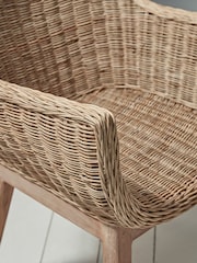 Cox & Cox Natural Round Rattan Carver Chair - Image 5 of 6