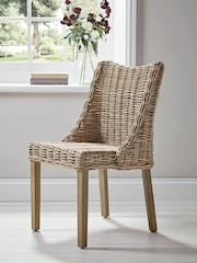 Cox & Cox Natural Round Rattan Dining Chair - Image 1 of 1