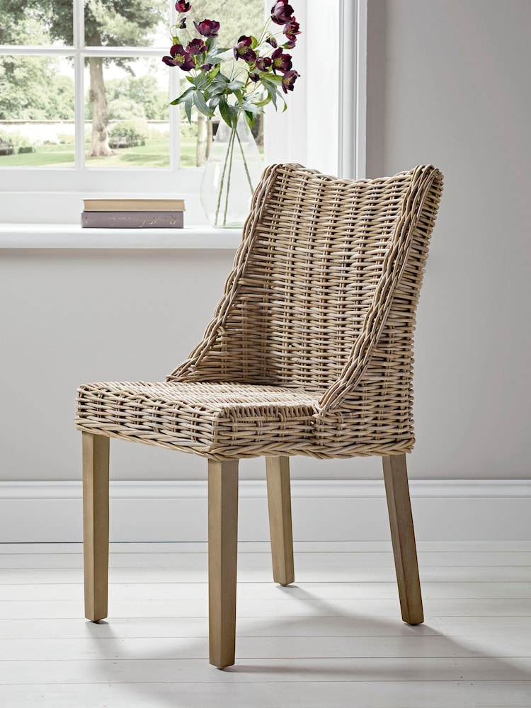Cox & Cox Natural Round Rattan Dining Chair - Image 1 of 1