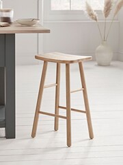 Cox & Cox Natural Oak Curved Topped Bar Stool - Image 1 of 5