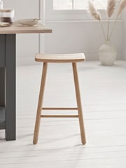 Cox & Cox Natural Oak Curved Topped Bar Stool - Image 2 of 5